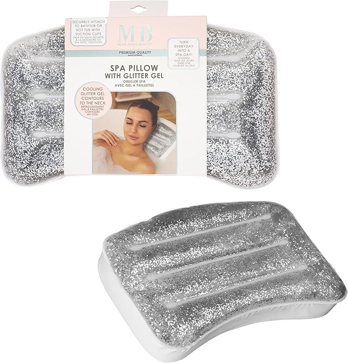 Spa Pillow with Glitter Gel - 1pc Cooling Spa Pillow for Bathtub and Hot Tub Relaxation | Luxury Bath Products & Spa Accessories for Women