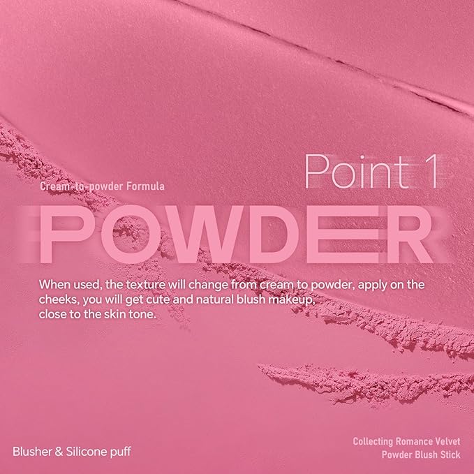 Cream to Powder Blush Stick, Built-In Jelly-like Silicone Makeup Applicator, Buildable & Blendable, Multi-use Blush Makeup Stick for Cheeks, Lips and Eyes, 01 BREAKFAST IN BED