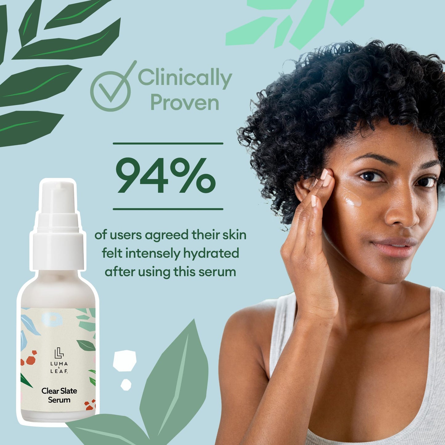 LUMA & LEAF Clear Slate Niacinamide Serum for Face – Redness & Acne Relief with Bakuchiol & Aloe Vera – Hydrating Vegan Daily Face Serum for Oily & Combination Skin