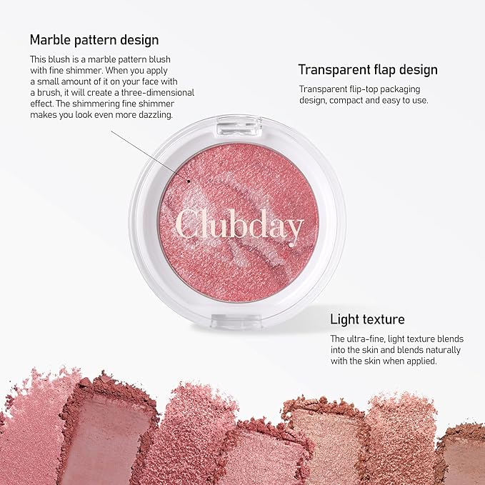 Classic Color Marbleized Blush Highlighting Face Power Blush Gifts for Women Long Lasting Glowing, Smooth, Blendable Fit For All Skin Tones,0.12 Oz-03