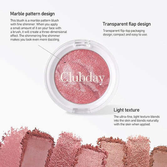 Classic Color Marbleized Blush Highlighting Face Power Blush Gifts for Women Long Lasting Glowing, Smooth, Blendable Fit For All Skin Tones,0.12 Oz-03