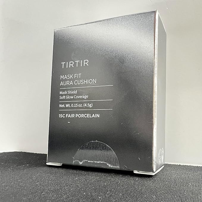[*Mini Size*] TIRTIR Aura Glow Silver Cushion | Korean Cushion Foundation, (#15C Fair Porcelain, 0.15 Fl Oz)