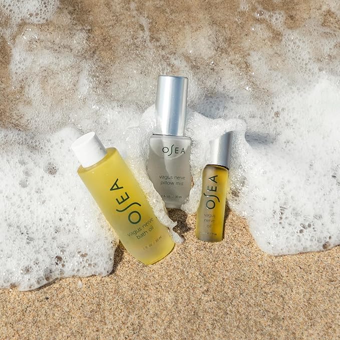 OSEA Vagus Nerve Travel Set – 3-Piece Wellness Spa Gift Set for Men & Women, Essential Oil, Bath Oil & Pillow Mist, Aromatherapy for Stress Relief, Relaxation & Sleep