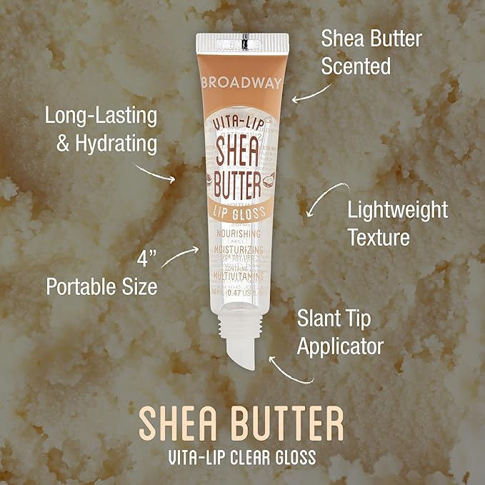 Ruby Kisses Broadway Vita-Lip Clear Lip Gloss (Shea Butter 6 Pack), Ultra-Hydrating & Soothing Formula with Multi-Vitamin Oils, High-Shine Non-Sticky Finish, Nourishing Lip Balm for Healthy Lips