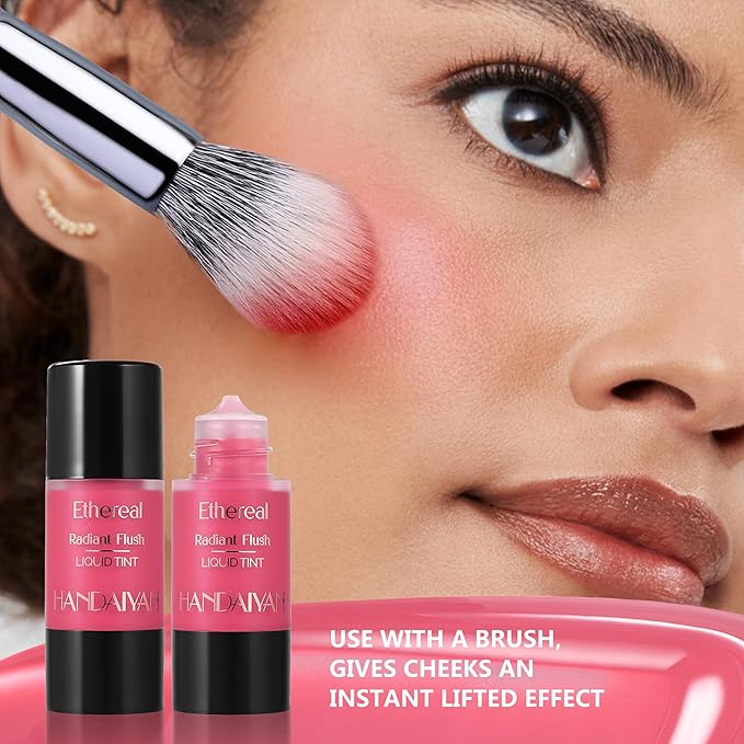Liquid Blush for Cheeks, Blendable Cheek Tint, Long-lasting Liquid Blush with Naturally Radiant Finish, Daily Use Makeup Blush Drop with Brush-BABY