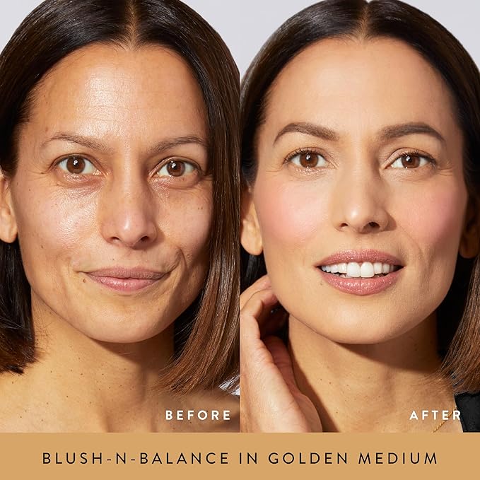 LAURA GELLER NEW YORK 40+ Club Blush-n-Balance 3pc Kit: Baked Balance-N-Brighten Color Correcting Foundation, Golden Medium + Retractable Kabuki Brush + Baked Blush-N-Brighten, Tropic Hues