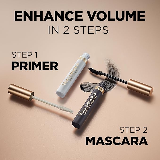 L’Oreal Paris Makeup Voluminous Mascara Original, Curved Brush Lifts & Builds Lashes Up To 5X Volume, Clump Free, Smudge Free, Black Brown, 0.28 Fl Oz