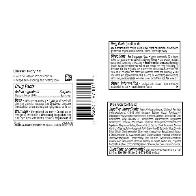 Neutrogena Healthy Skin Liquid Makeup Foundation with Broad Spectrum SPF 20 Sunscreen, Medium Coverage Foundation with Nourishing Pro-Vitamin B5, Classic Ivory 10, 1 fl. oz