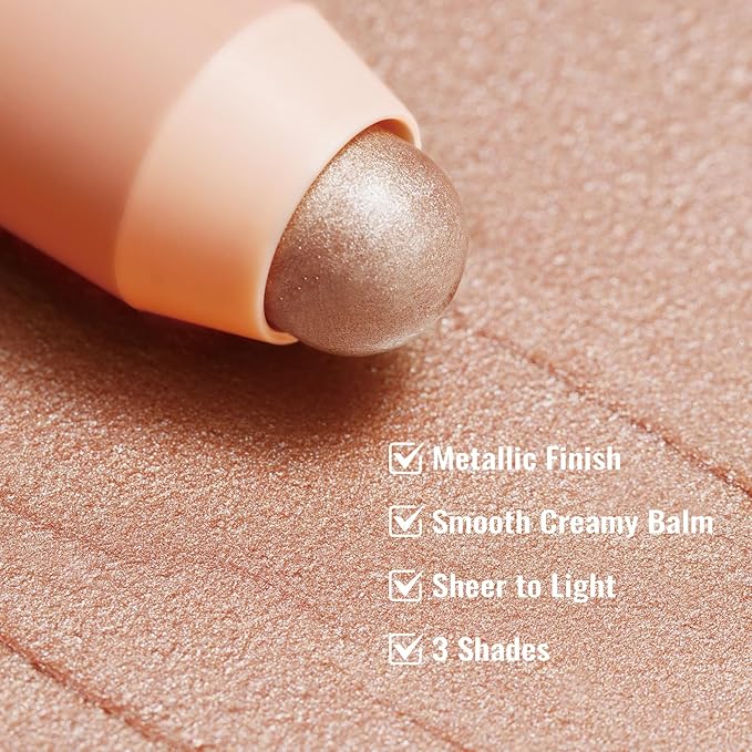 Oulac Face Highlighter Stick, Multi-use Cream Highlighter Makeup Stick, Face Highlighters & Luminizers, No Caking or Dragging, Metallic Finish, Vegan & Cruelty-Free, H1 Cream