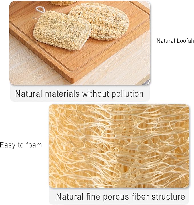 Natural Real Egyptian Shower Loofah Sponge Body Scrubber Provide a Refreshingly - Deep Clean to Your Face & Body -5 x 5 Inch-3Pack
