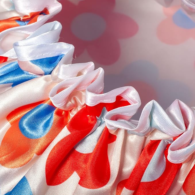 Aquior Large Shower Cap, Shower Cap for Women Reusable Waterproof, Bath Hair Cap for All Hair Lengths,for Ladies, Men and Kids (Flower)