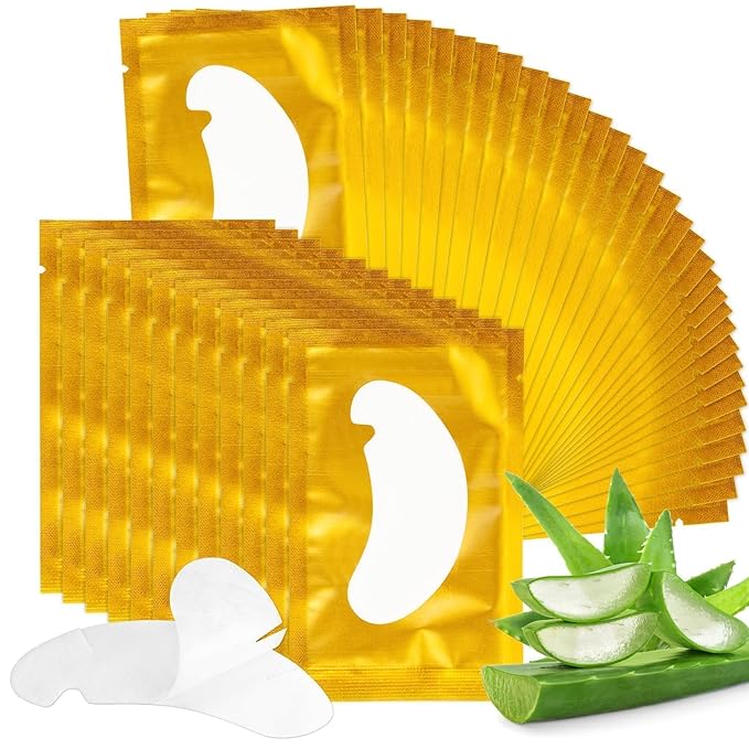 50 Pairs Hydrogel Eye Gel Pads - Eye Pads Lash Extensions Supplies Natural Hydrogel Eyes Patch Lash Tech Makeup Artist Beauty Professionals Must Haves Under Eye Patches Kit