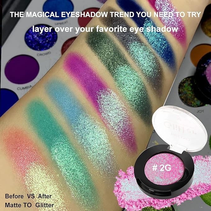 Afflano Chameleon Glitter Eyeshadow Metallic Eyes Makeup, Color Changing Holographic Multichrome Eyeshadow Shimmer, Highly Pigmented Duo Chrome Minerals Eye Shadow, Sparkling Face Highlighter
