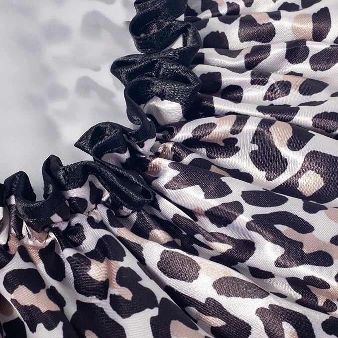 Aquior Shower Cap, Shower Cap for Women Reusable Waterproof, Large Bath Hair Cap for All Hair Lengths, Ladies, Men and Kids (Leopard)