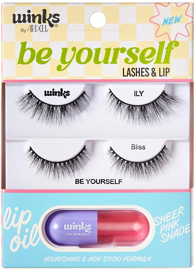 Ardell Winks ILY + Bliss Lashes & Lip Kit, Dual Eyelash & Lip Enhancer Lip Kit, 1-pack