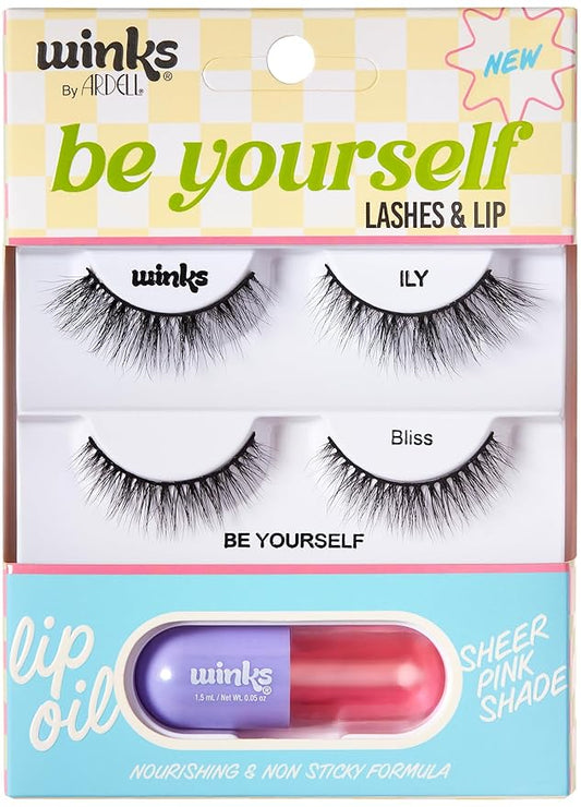 Ardell Winks ILY + Bliss Lashes & Lip Kit, Dual Eyelash & Lip Enhancer Lip Kit, 1-pack