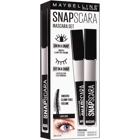 Maybelline New York Snapscara Washable Mascara Kit, Pitch Black, Pack of 2