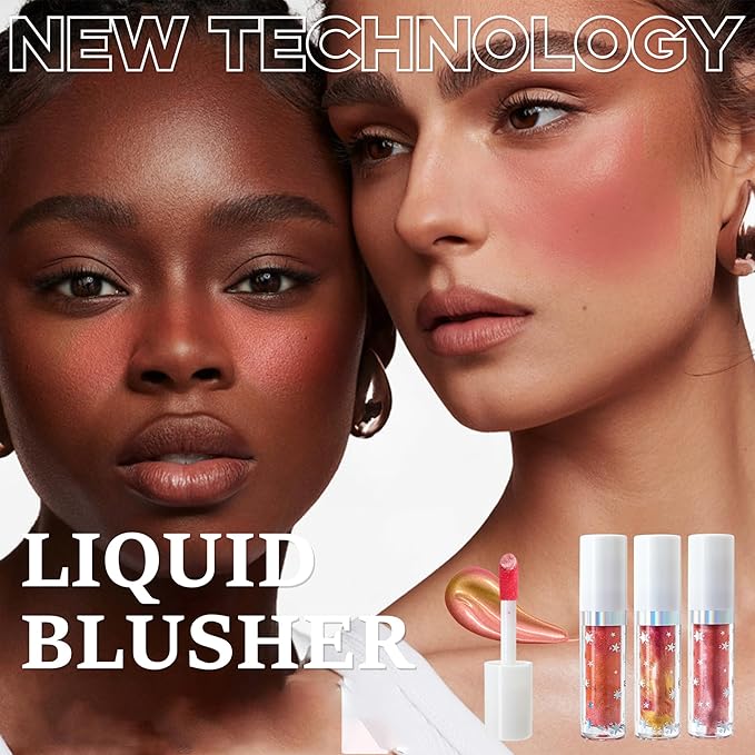 Marble Liquid Blush, Long-lasting Liquid Blush for Cheeks with High-pigment Color, Lightweight & Buildable Formula, Creates A Soft, Shimmery Finish (#03)