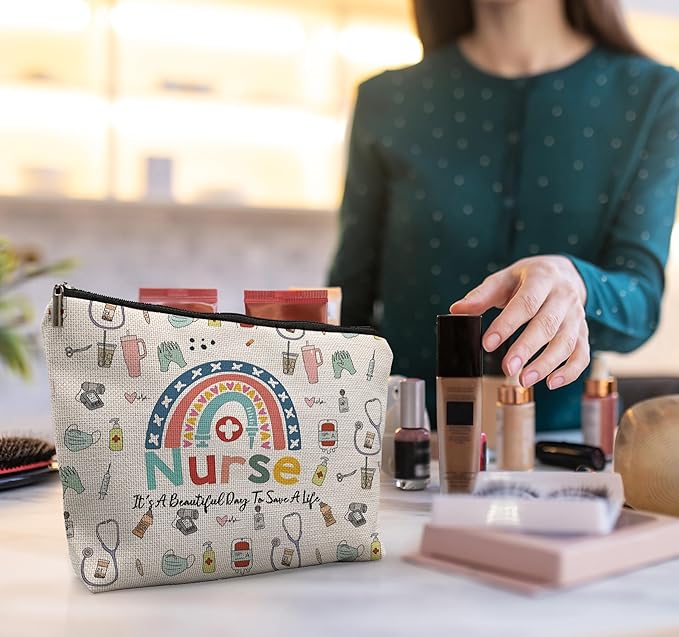 Boho Rainbow Nurse Bags: Cosmetic, Funny & Nurse Appreciation Gifts