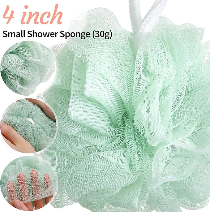 100 Pieces Bath Sponge Shower Loofahs Bulk 30g Soft Net Body Scrubber Sponge Ball Exfoliating Body Shower Pouf Bath Scrunchies for Men and Women (Regular Color)