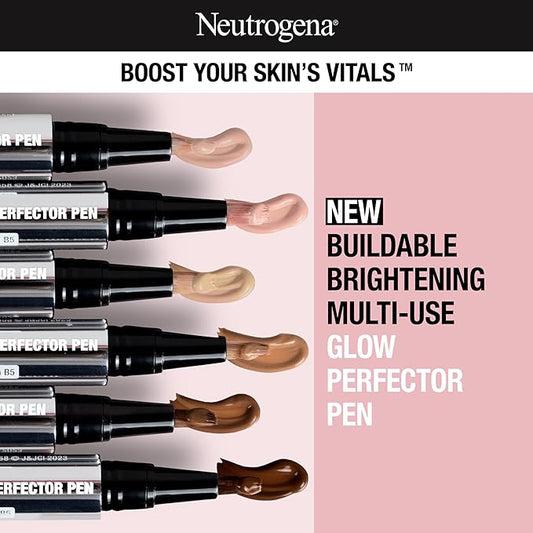 Neutrogena Healthy Skin Glow Perfector Pen, Lightweight Brightening Concealer Pen with Pro-Vitamin B5 & Vitamin E to Brighten Darkness & Dullness for a Natural, Radiant Highlight, Deep, 1 oz