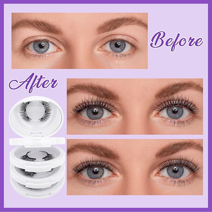 4-Pairs Reusable Magnetic Eyelashes with Applicator: Natural Look, Reusable, No Glue or Liner Needed, Wendy, K8+604-1
