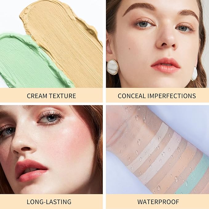 5 Colors Correcting Concealer Palette with Makeup Brush,5 In 1 Concealer Makeup Palette,Full Coverage and Long Lasting Neutralizing Cream Color Corrector,Face Camouflage Contour Palette,Conceals Blemishes,Redness and Dark Circles.#1