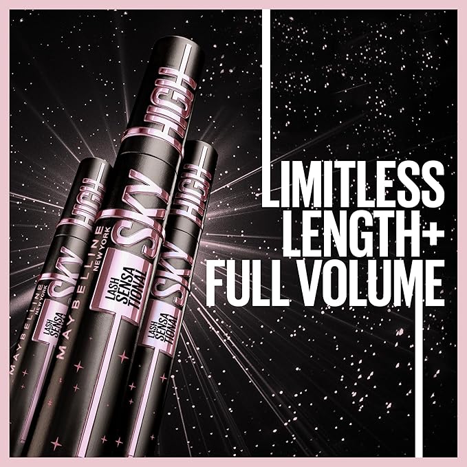 Maybelline Lash Sensational Sky High Washable Mascara Makeup, Volumizing, Lengthening, Defining, Curling, Multiplying, Buildable Formula, Cosmic Black, 1 Count