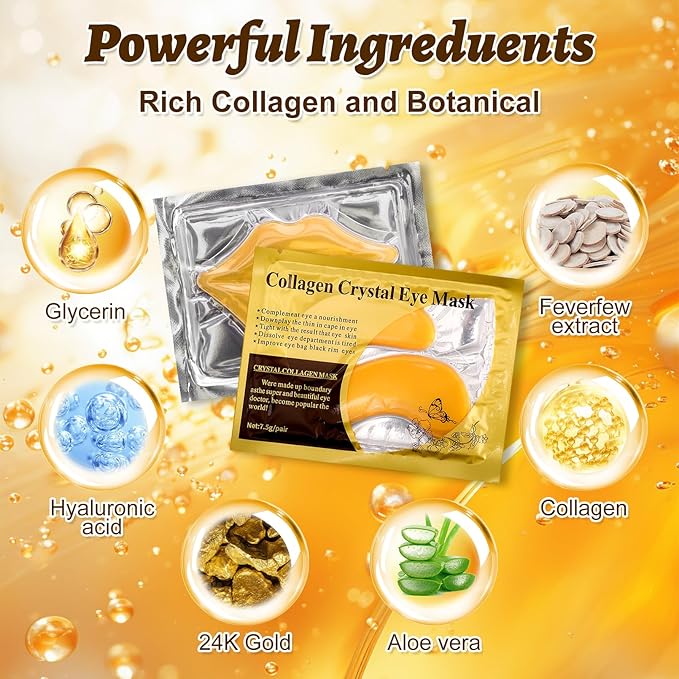 40 Pcs Lip and Eye Mask Set,Collagen Lip Mask Sheet and Under Eye Patches,Gold Lips Masks Skincare,Gold Gel Crystal Collagen Eye Patches,Moisturizing Reducing Fine Lines & Dark Circle