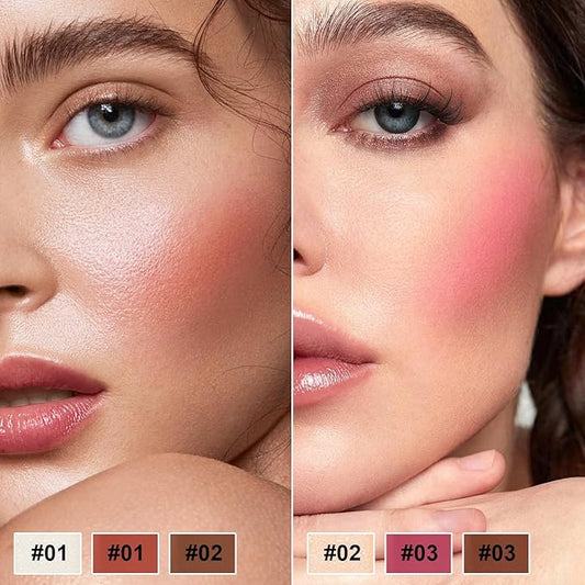 6 Colors Cream Contour Stick Makeup Kit,Shades and Highlighter,Blush and Bronzer Contour Stick for Sculpt the Cheeks,Long Lasting,Waterproof,Matte & Dewy Finish for Woman (SET C)