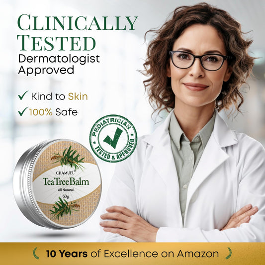 Chamuel Tea Tree Oil Balm - All Natural | Great Cream for Soothing Eczema, Psoriasis, Rashes, Jock Itch, Insect Bites, Folliculitis, Acne, Itches, Cracked Heels, Cuticles, Saddle Sores & more!