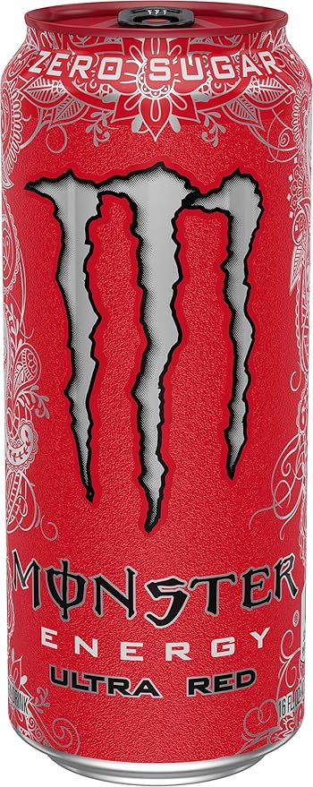 Monster Energy Ultra Red, Sugar Free Energy Drink, 16 Ounce (Pack of 24)