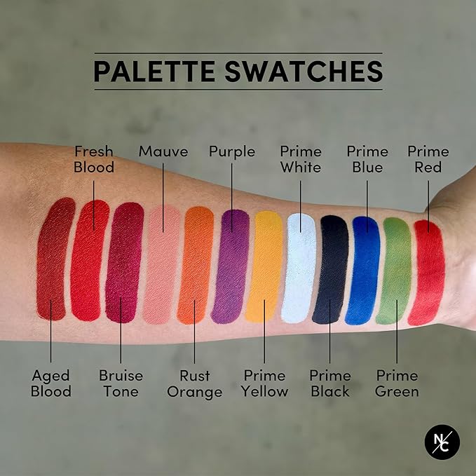FX 12-Color Palette - Water-Activated Face & Body Paint for SFX, Theater, Cosplay - High-Pigment, Blendable SFX Makeup, Easy-to-Use for Film & TV