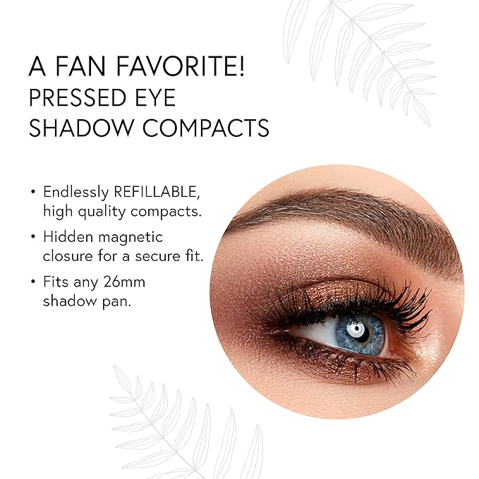 Honeybee Gardens Refillable Eye Shadow Compact, Single, Customizable Empty Cosmetic Case, 26mm Pan Compatible