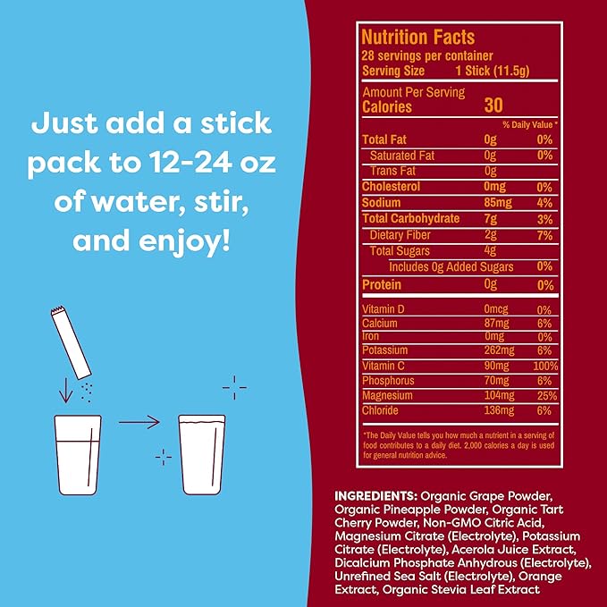 FlavCity Fruit Punch Electrolytes Powder Packets - 28 Hydration Packets - No Added Sugar - Hydration Powder with Real Fruit & Unrefined Sea Salt - Keto & Gluten-Free (28 Stick Packs)