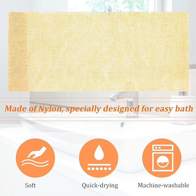 2 Pieces African Net Sponge Exfoliating Net African Body Scrubber Bath Rag Washcloth Towel Shower Body Back Scrubber Skin Smoother for Daily Use or Stocking Stuffer (Peach Pink, Creamy)