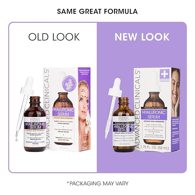 Advanced Clinicals Hyaluronic Acid Serum For Face | Moisturizing Facial Skin Care Products | Hydrating Serum For Face Helps Improve Look Of Wrinkles, Fine Lines, & Uneven Dry Skin Texture, 2-Pack