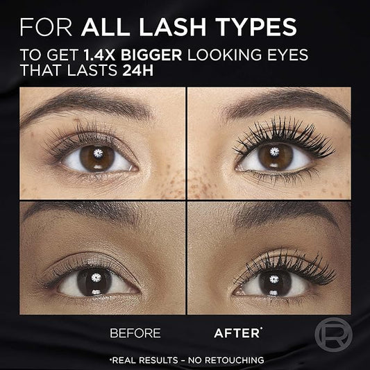 L'Oreal Paris Voluminous Panorama Mascara, Volumizing and Lengthening Formula, Longwear, Smudge-Resistant and Washable, All Night Black Mascara, 0.33 Fl Oz