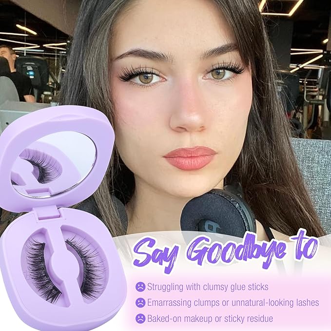Magnetic Eyelashes with Applicator Cat Eye Magnetic Lashes Natural Look Eyelashes No Need Glue False Eyelashes by Lanflower
