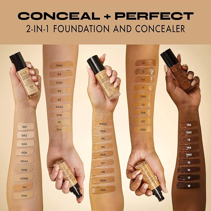 Milani Conceal + Perfect 2-in-1 Foundation + Concealer - Golden Vanilla (1 Fl. Oz.) Cruelty-Free Liquid Foundation - Cover Under-Eye Circles, Blemishes & Skin Discoloration for a Flawless Complexion