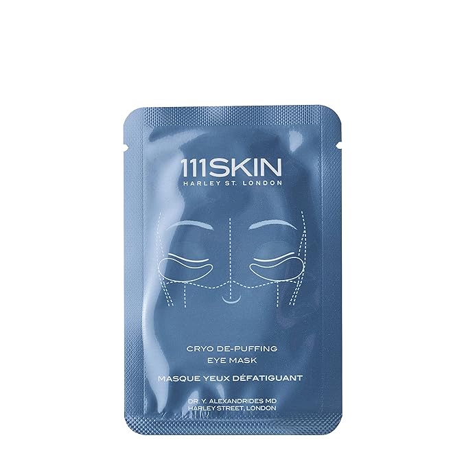 111SKIN Cryo De-Puffing Eye Mask, Hydrating Under Eye Patches for Puffy Eyes & Dark Circles with Seaweed Extract, Vit E & Peptide Complex, Nourishing Formula for Fine Lines & Puffiness, 8 Pairs, Blue