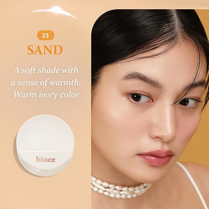 hince Second Skin Glow Cushion-12g | Skin Foundation dewy, glow, long-lasting, classy, clean beauty, lightweight, natural look,refreshing, moisturizing, slim fitting texture (SAND, 23)