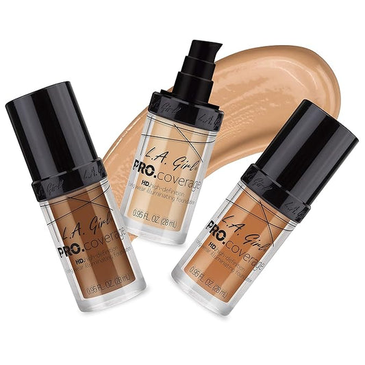 L.A. Girl Pro Coverage Liquid Foundation, Warm Caramel, 0.95 Fl Oz (Pack of 2)