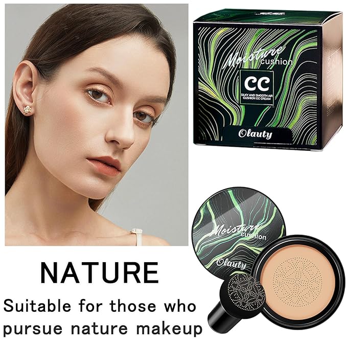 Mushroom Head Air Cushion CC Cream Foundation, BB Cream Concealer Lasting Makeup Foundation, Waterproof Oil Control Long-Lasting Nude Makeup, Even Skin Tone Primer
