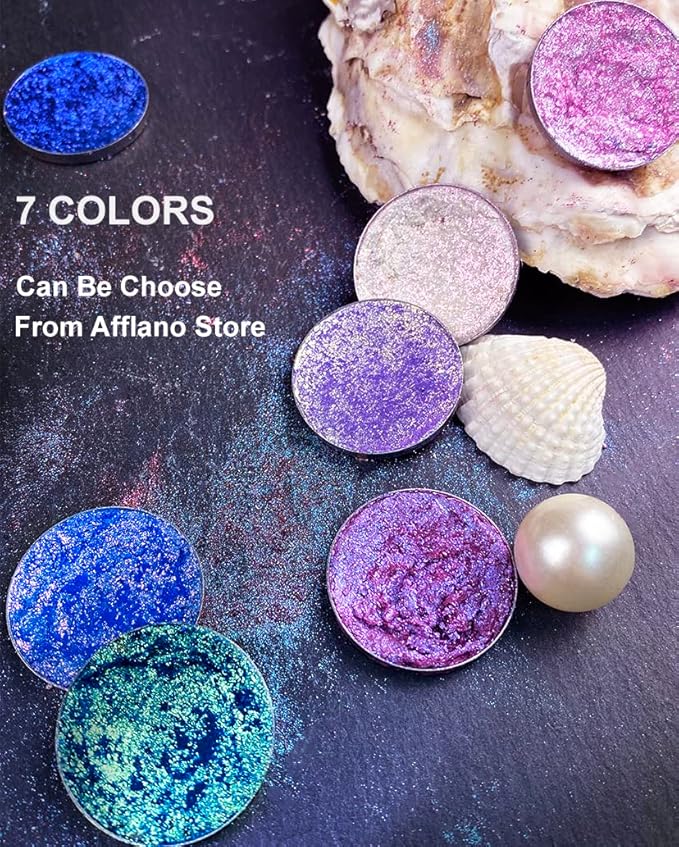 Afflano Single Green Eyeshadow - Shimmery, Highly Pigmented Multichrome, Color Changing Forest Green Glitter, Holographic Chrome Eye Shadow