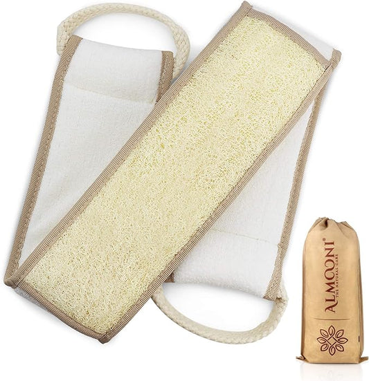 Almooni Natural Egyptian Loofah Back Scrubbers for Use in Shower, Exfoliating Natural Loofah Back Scrubber for Shower for Men and Women to Clean Your Back Deeply - 1 Count (1 Pack)