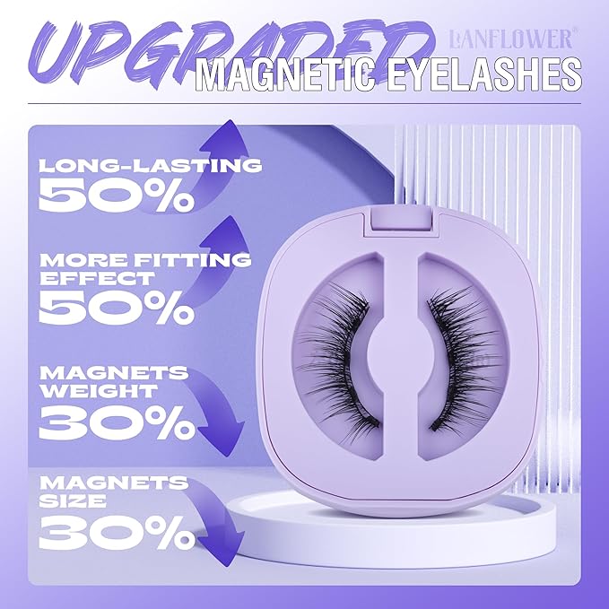 Magnetic Eyelashes with Applicator Reusable Magnetic Lashes No Glue Needed Magnetic Eyelashes without Eyeliner Cat Eye Natural Look Magnetic Eyelashes Magnetic Lashes by Lanflower