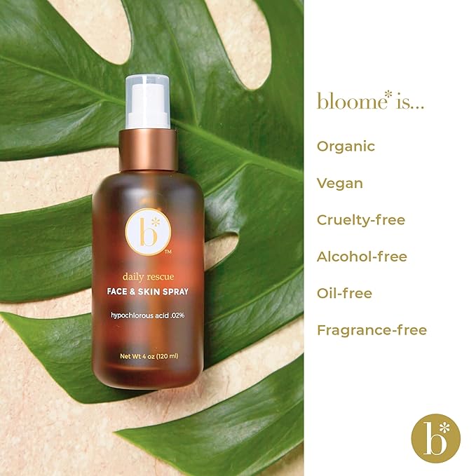 Bloome* - Hypochlorous Acid Face and Skin Spray .05% - Made in USA - Hypochlorous Acid Facial Mist - Pure HOCL Solution - Skin Care Relief for Tattoo, Sunburn, Piercing Aftercare & Bumps -120 ml