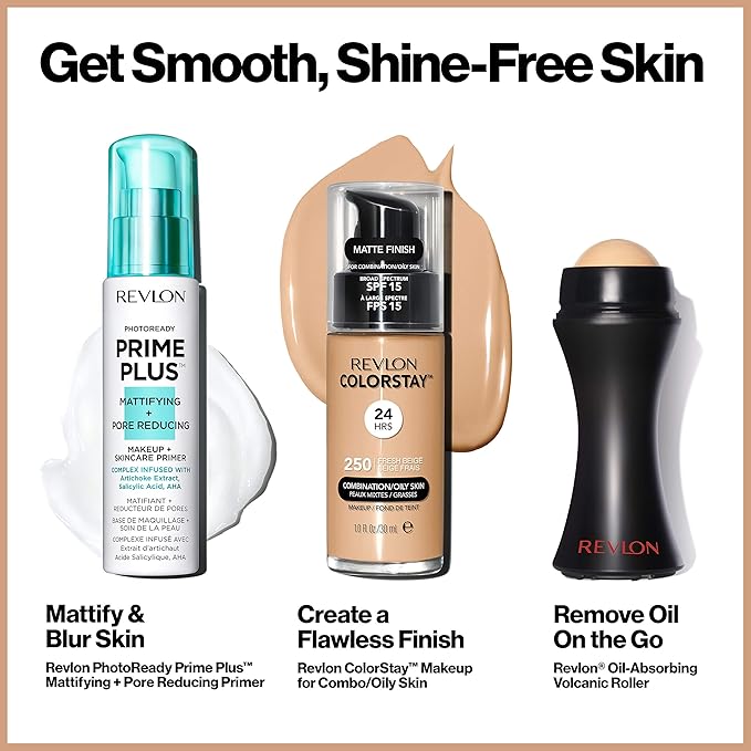 Revlon Liquid Foundation, ColorStay Face Makeup for Combination & Oily Skin, SPF 15, Medium-Full Coverage with Matte Finish, 360 Golden Caramel, 1 Fl Oz