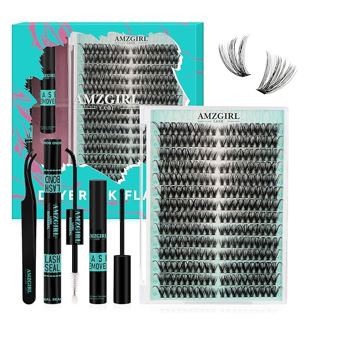 Lash Clusters Kit 280pcs Lashes extensxion Wispy Kit 50D D Curl with Bond&Seal Waterproof,Lashes Glue Remover,Lash Tweezers Tools for Eyelash Extension Kit(50D,9-18mmMIX Kit)
